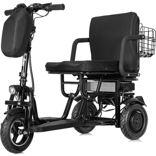 Folding Mobility Electric Trike 48V 700W Dual Motor Lithium Black